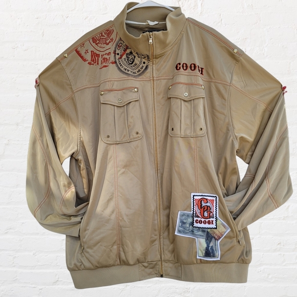 COOGI Other - COOGI Track Jacket, Tan and Orange, RN 111642, Patches on both sides, Size XXXL